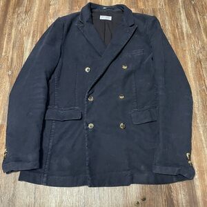 Dries Van Noten Double Breasted Moleskin Navy Blazer Sport Coat 2x3 SV DB 40